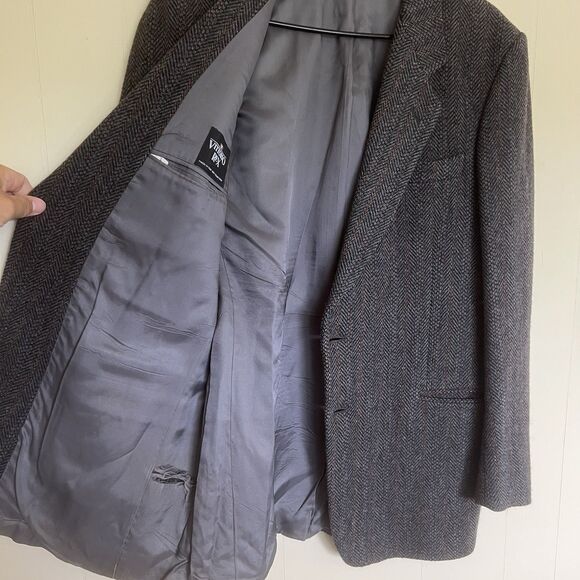 Vittorio Rex Sport Coat Jacket Blazer Sz 44 Tweed Wool Gray Made Italy Vintage - Picture 5 of 9